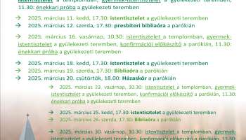 Tervezett alkalmaink 2025. márciusában Tervezett alkalmaink 2025. márciusában