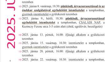 Júniusi alkalmaink