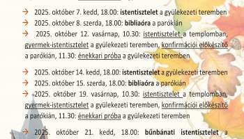 Alkalmaink 2025. októberében Alkalmaink 2025. októberében