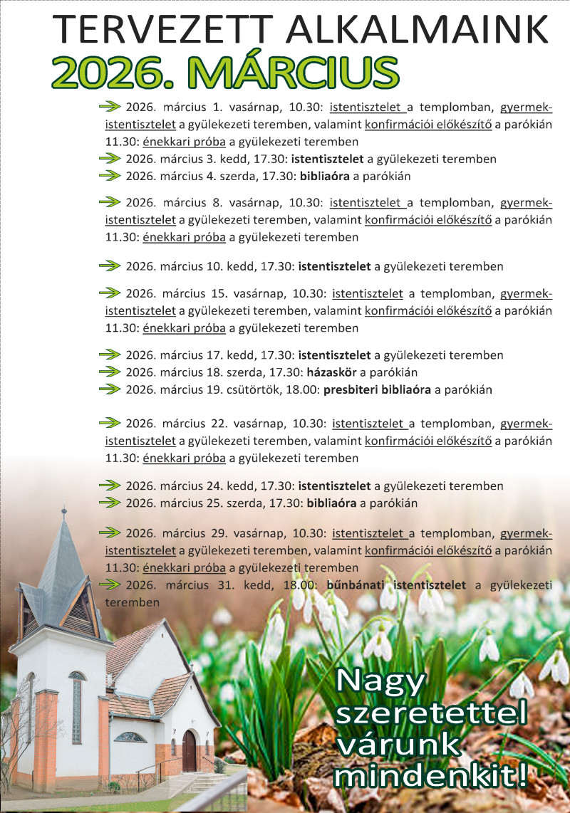 Márciusi alkalmaink