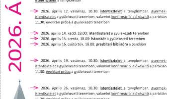 Tervezett alkalmaink 2026. áprilisában