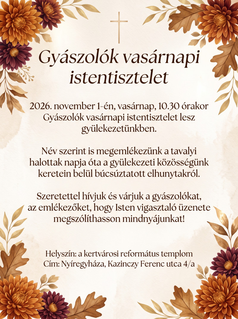 Gyászolók vasárnapja - 2026. november 1.
